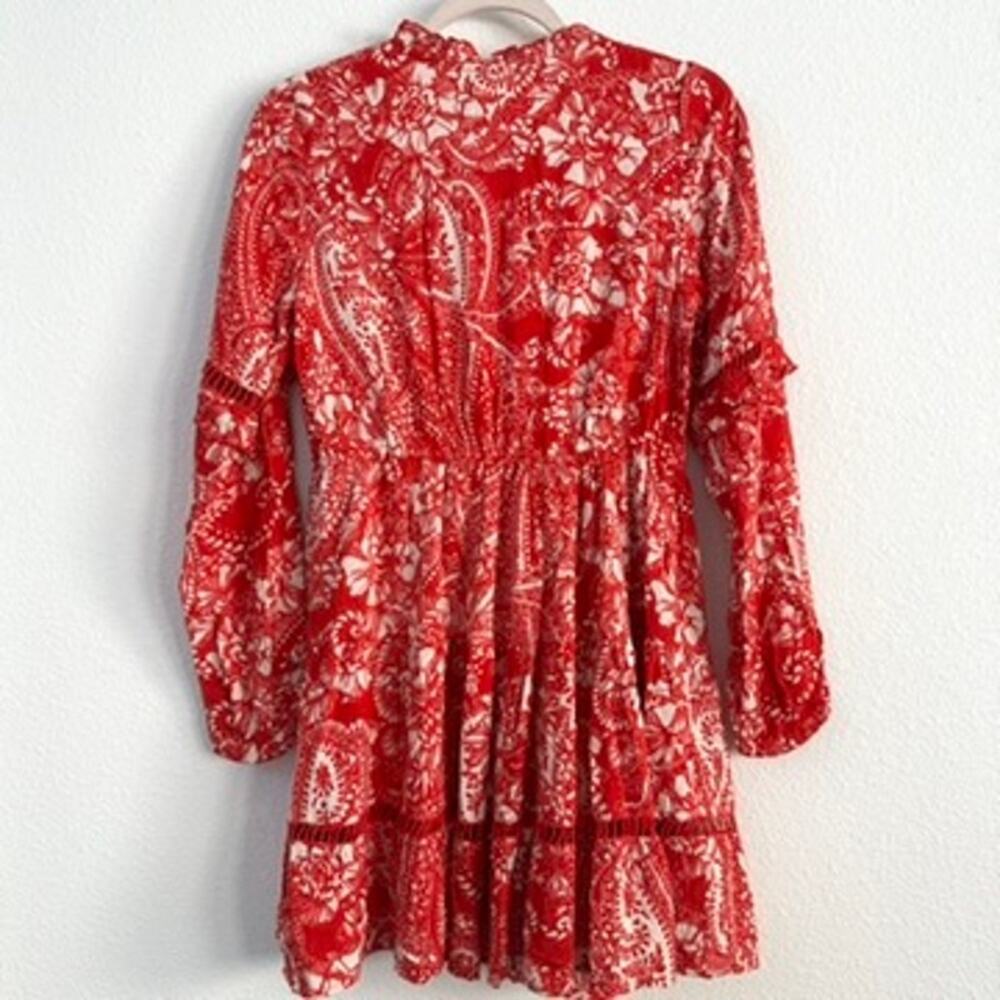 B.O.G Collective Paprika Red Paisley Mini Dress XS NWT Boho, Indie, Cottagecore - Picture 7 of 8